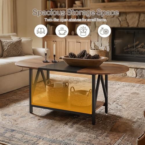 Office X Furniture - Industrial Two-Tier Oval Coffee Table With