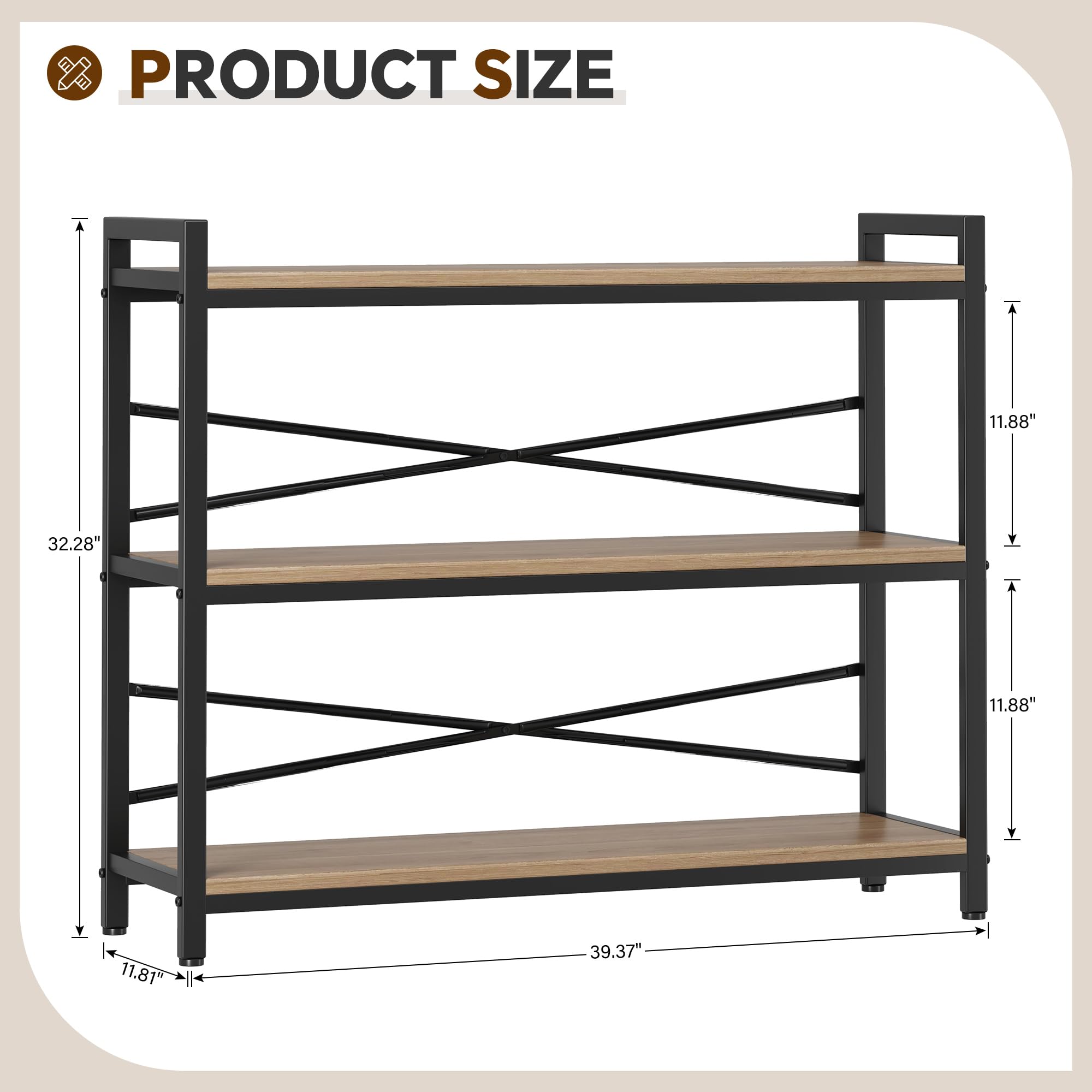 3 Tier Industrial Bookshelf Wo - огляд і ціна Office X Furniture