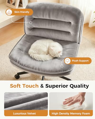 Gray Velvet Armless Swivel Off - огляд і ціна Office X Furniture