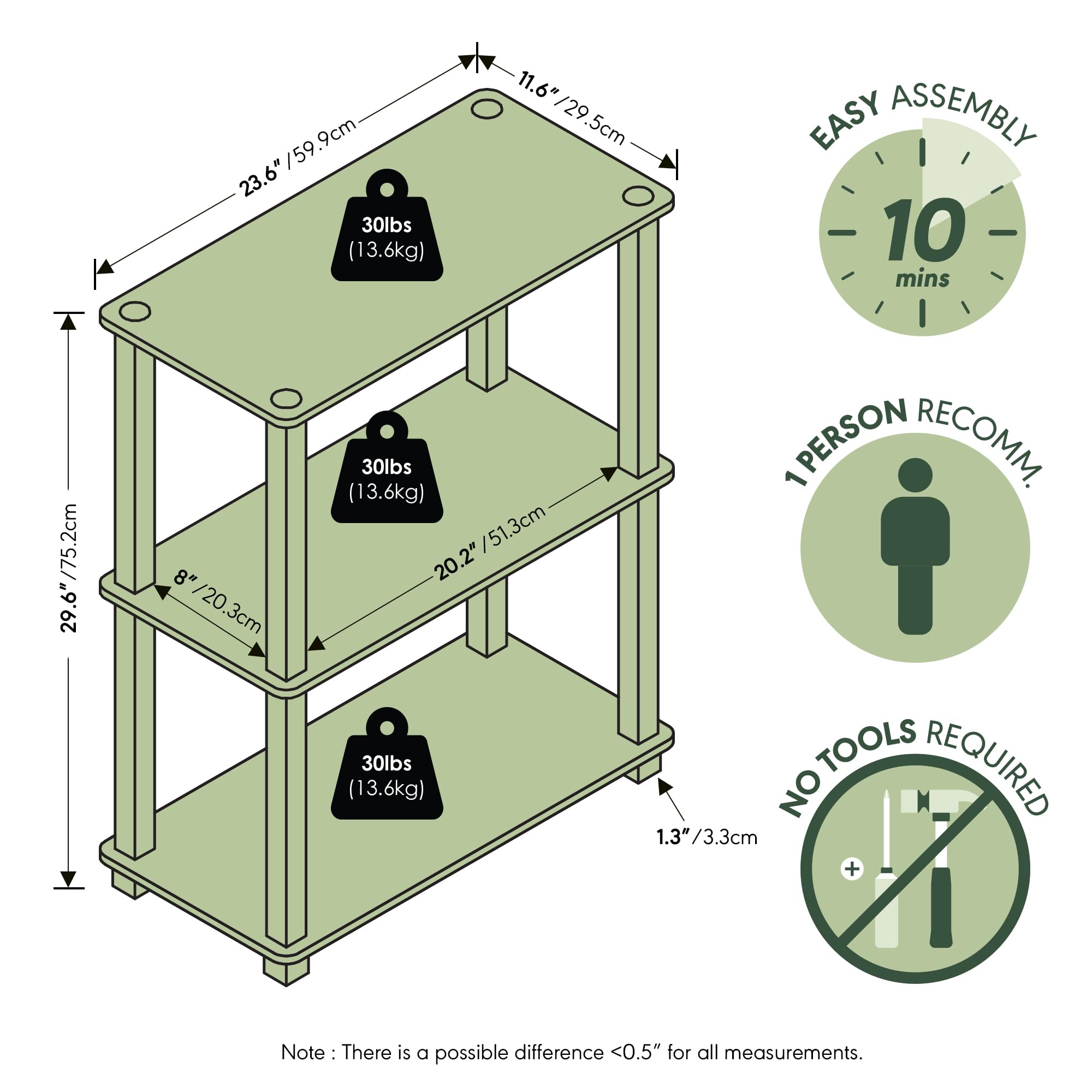 3-Tier Slim Bookshelf Storage  - огляд і ціна Office X Furniture